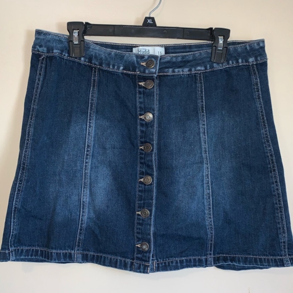Mudd Juniors Button Up Jean/ Denim Skirt